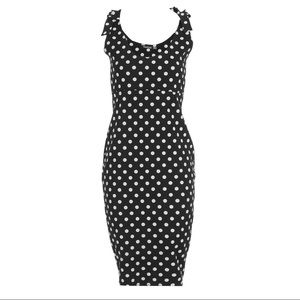 BooHoo Tie Strap Polka Dot Midi Dress